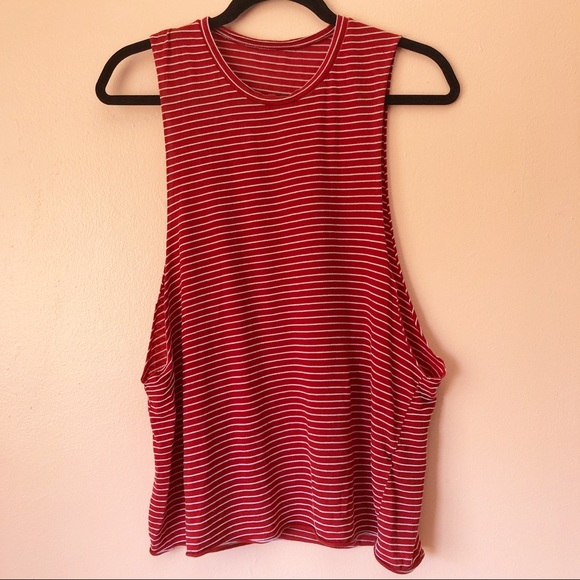 Brandy Melville by John Galt Red Stripe Muscle Tee - Picture 3 of 4